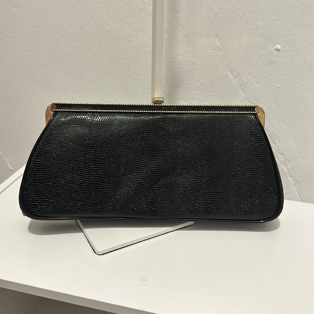 Vintage JR Florida black embossed clutch